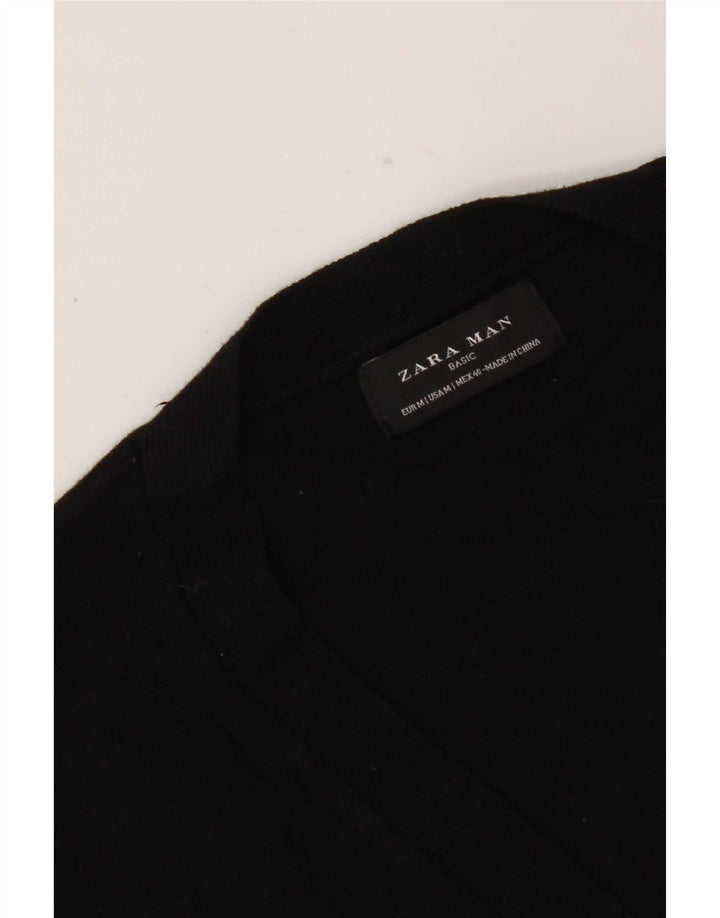 Suéter cardigã masculino Zara médio preto