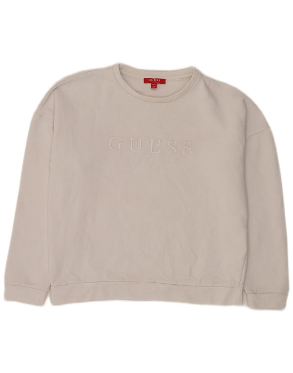 Suéter feminino Guess com ajuste relaxado gráfico UK 6 XS algodão branco