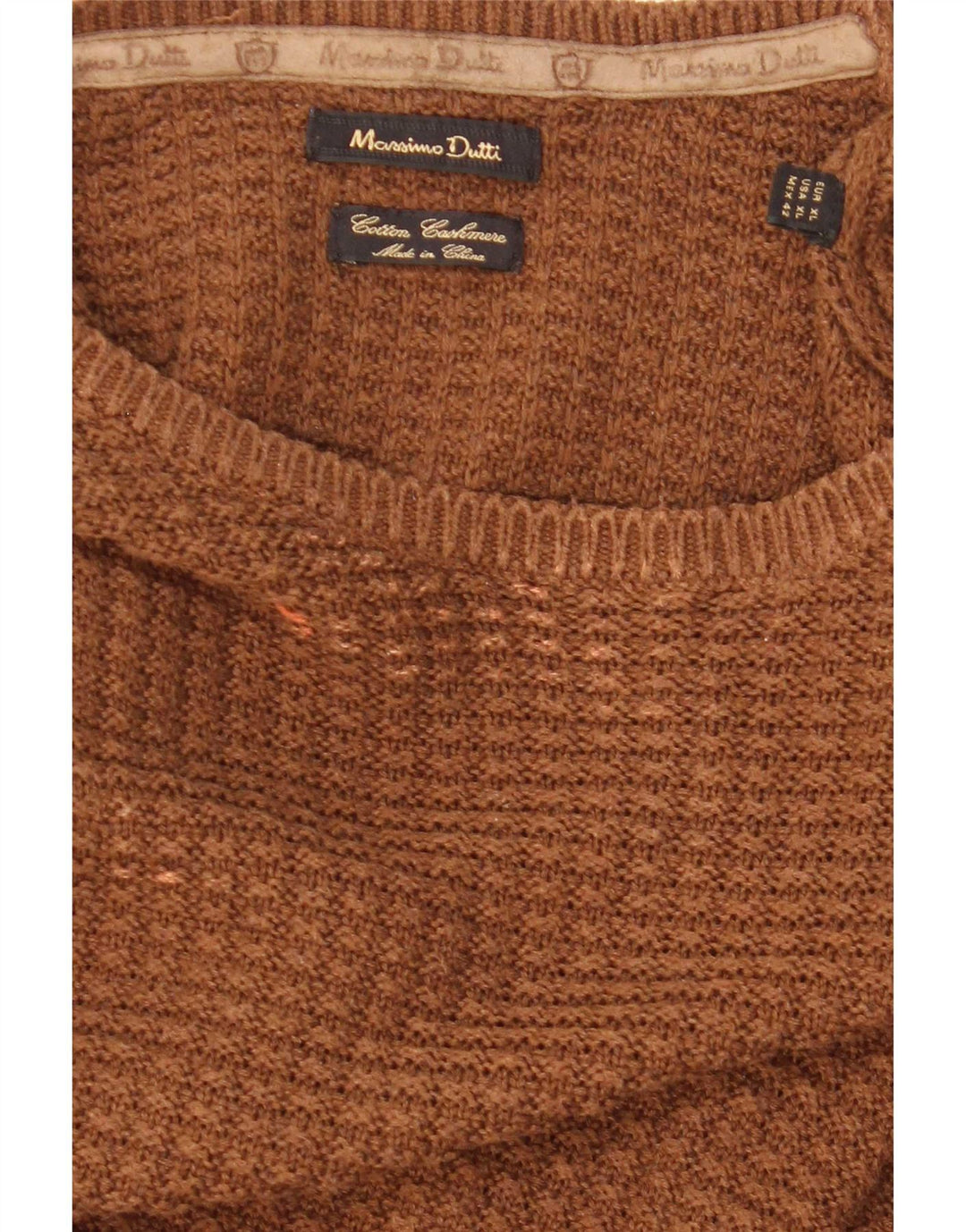 Suéter masculino Massimo Dutti com gola redonda XL algodão marrom