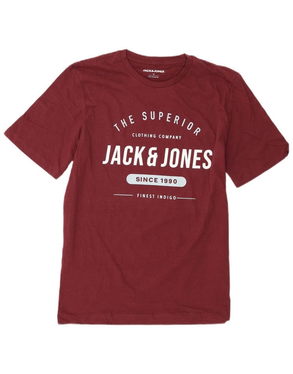 Camiseta gráfica masculina Jack & Jones Top médio algodão Borgonha