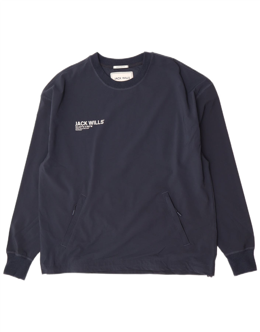 Jack Wills moletom masculino oversized jumper médio azul marinho poliéster