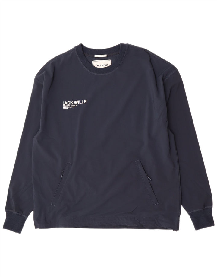 Jack Wills moletom masculino oversized jumper médio azul marinho poliéster