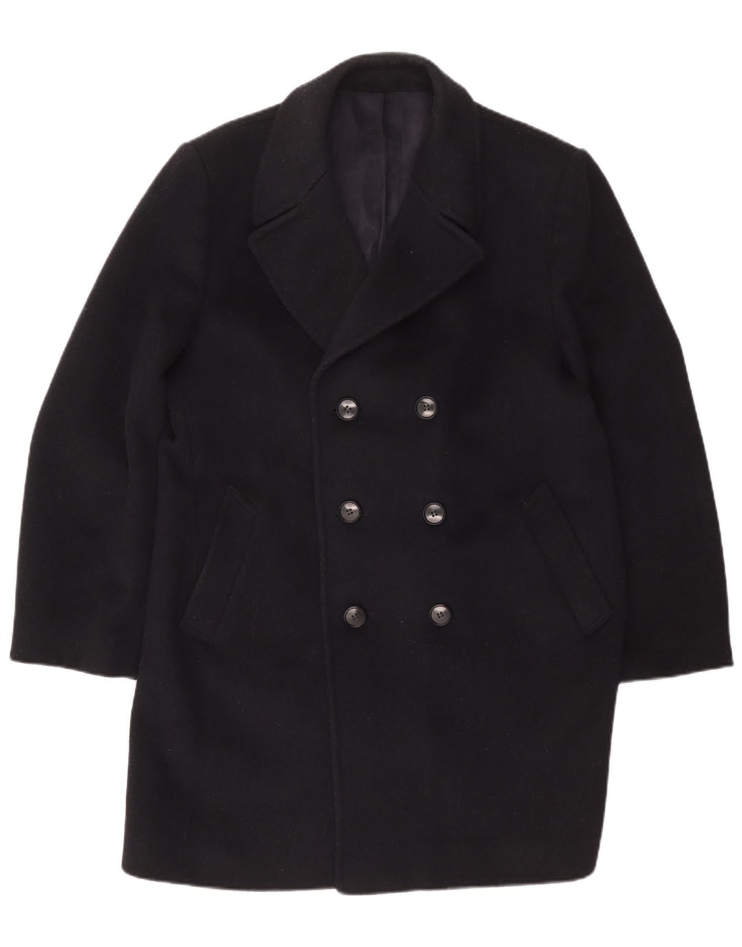 Casaco masculino VINTAGE com peito duplo Reino Unido 42 XL lã azul marinho