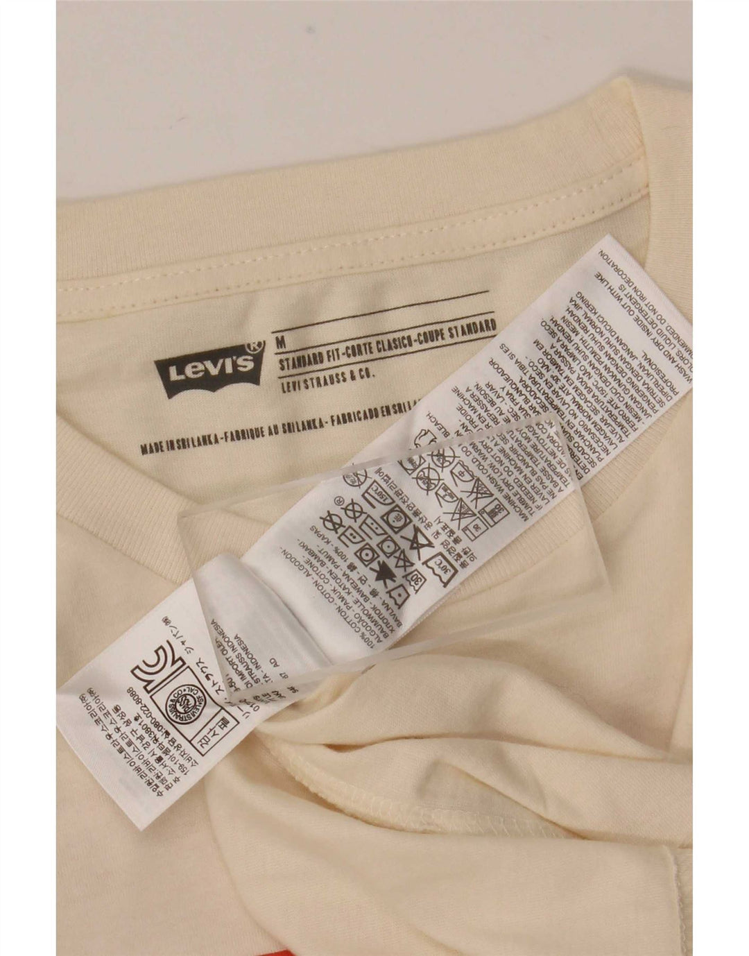 Top gráfico masculino Levi's Standard Fit manga comprida médio off white geométrico