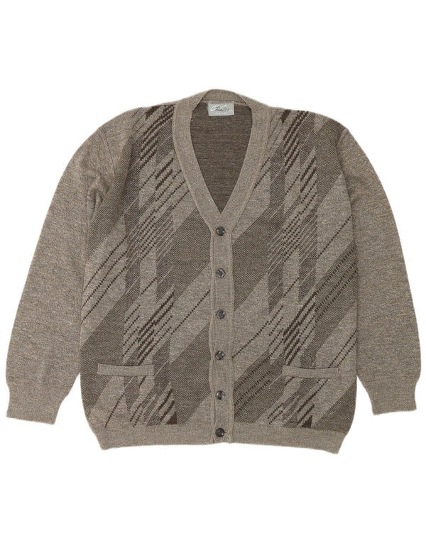 Suéter masculino Rodes Cardigan XL cinza geométrico de lã