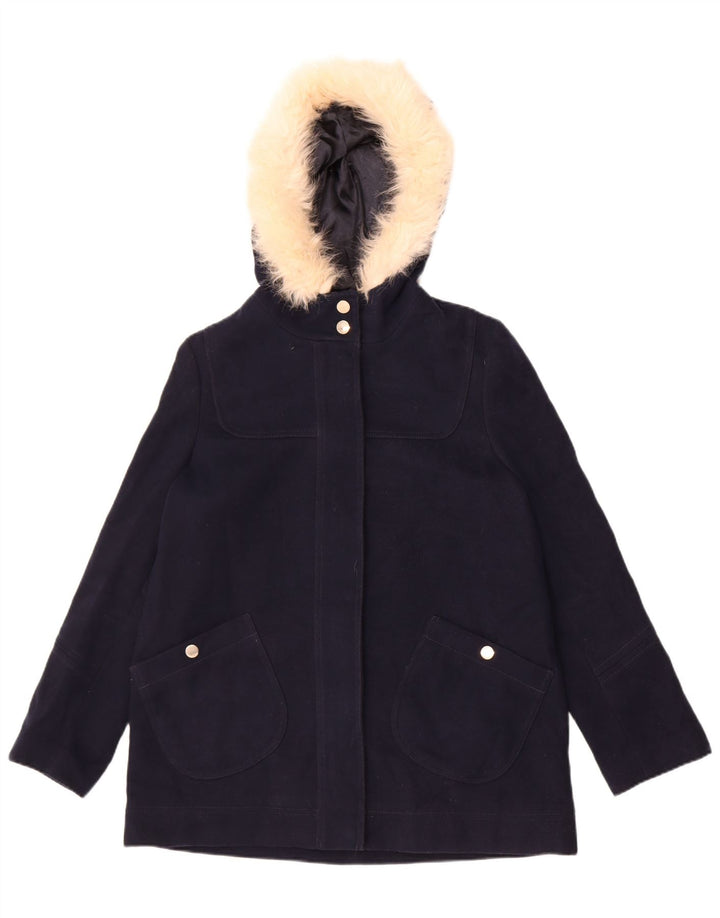 Jaqueta Parka feminina com capuz grande Topshop Reino Unido 10 pequena azul marinho