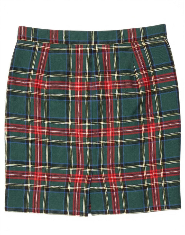 Saia lápis feminina vintage W30 xadrez verde médio