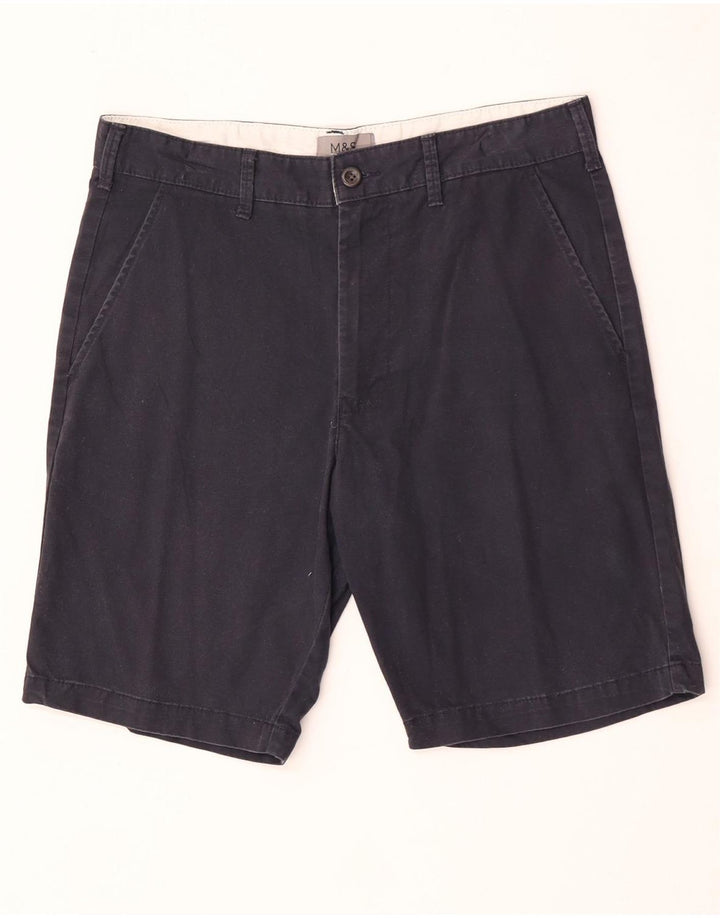 Shorts chino masculino Marks & Spencer W30 algodão azul marinho médio