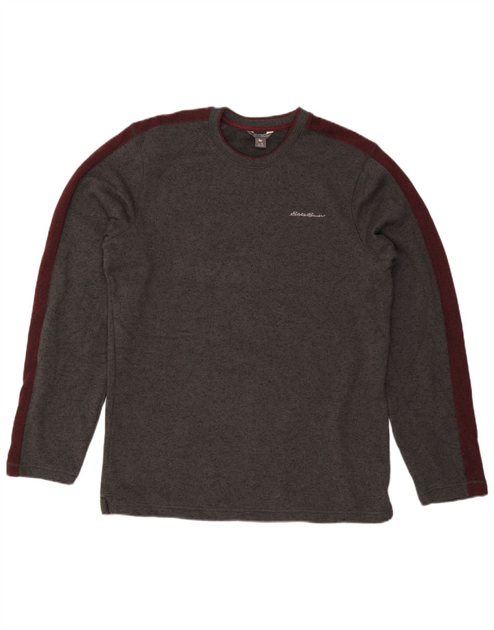 EDDIE BAUER Top alto masculino de manga comprida grande cinza colorblock poliéster