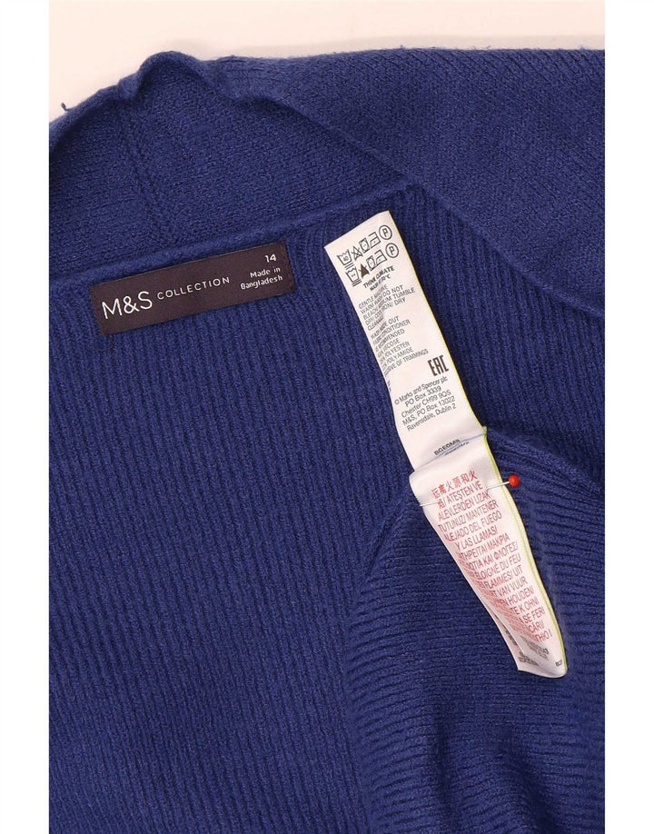 Suéter feminino Marks & Spencer Longline Open Cardigan Reino Unido 14 grande azul