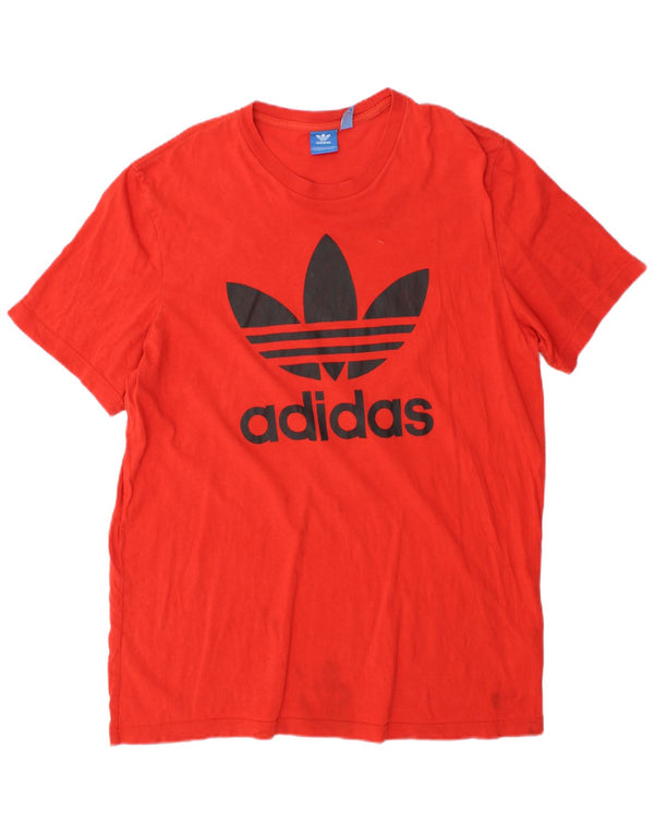 Adidas Mens Graphic T-Shirt Top Grande Algodão Laranja