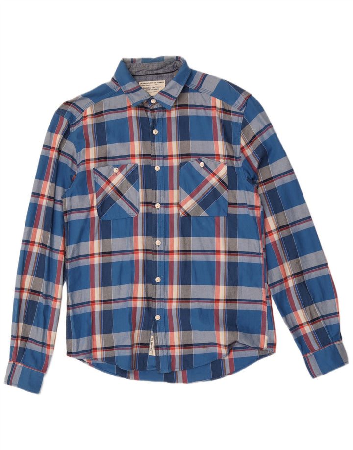 Camisa masculina de flanela Jack & Jones grande algodão xadrez azul