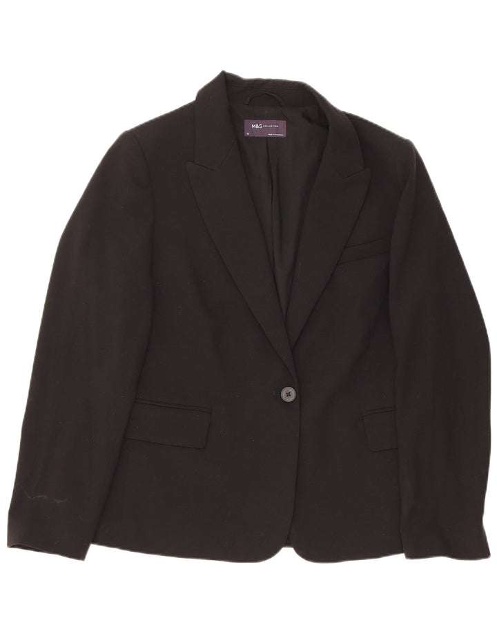 Jaqueta blazer feminina Marks & Spencer com 1 botão Reino Unido 12 poliéster preto médio
