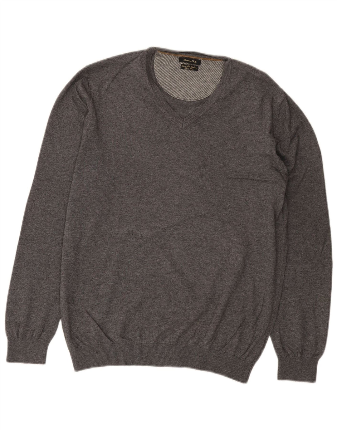 Suéter feminino Massimo Dutti com decote em V Reino Unido 16 grande algodão cinza