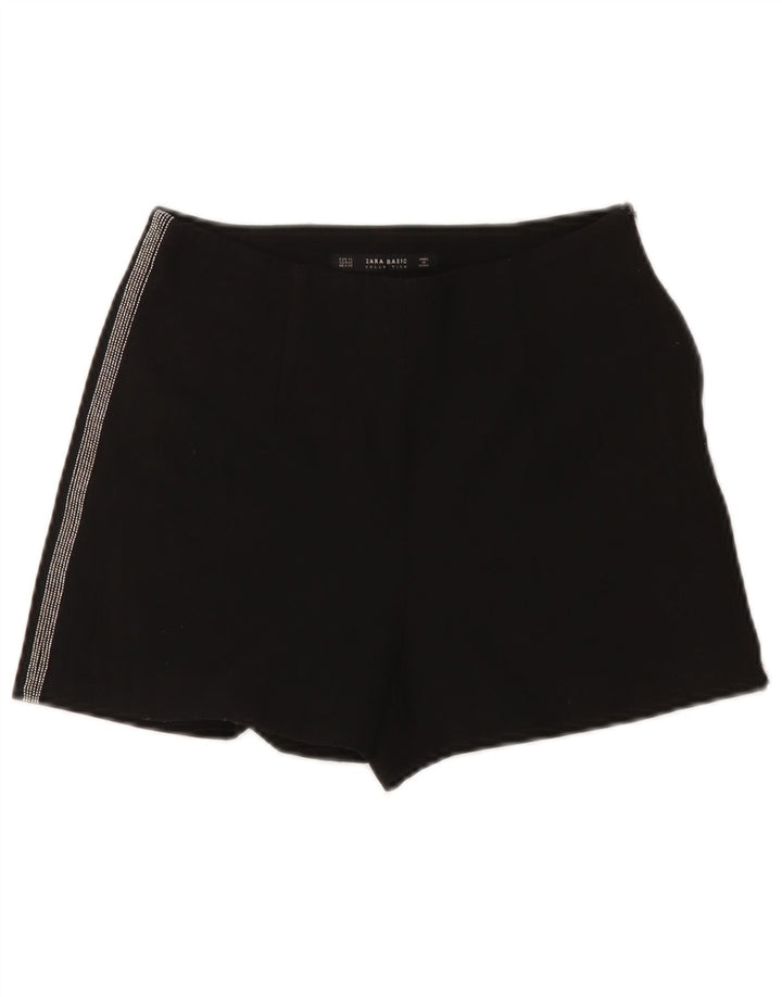 Zara Womens High Rise Hot Pants XS W24 Poliéster Preto