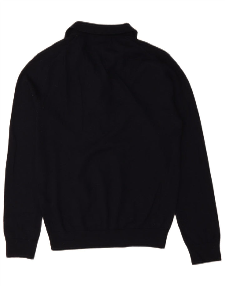 Zara Suéter masculino com gola polo pequeno azul marinho