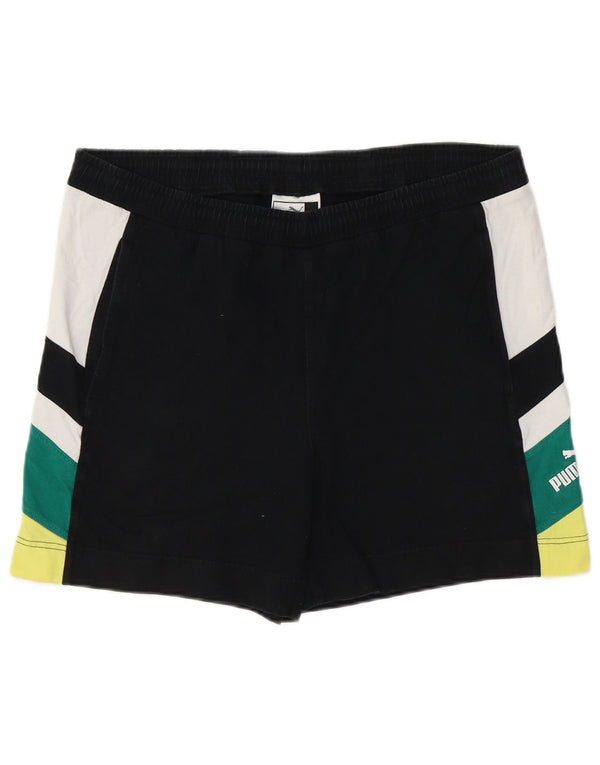 Shorts esportivos masculinos PUMA grande bloco colorido preto