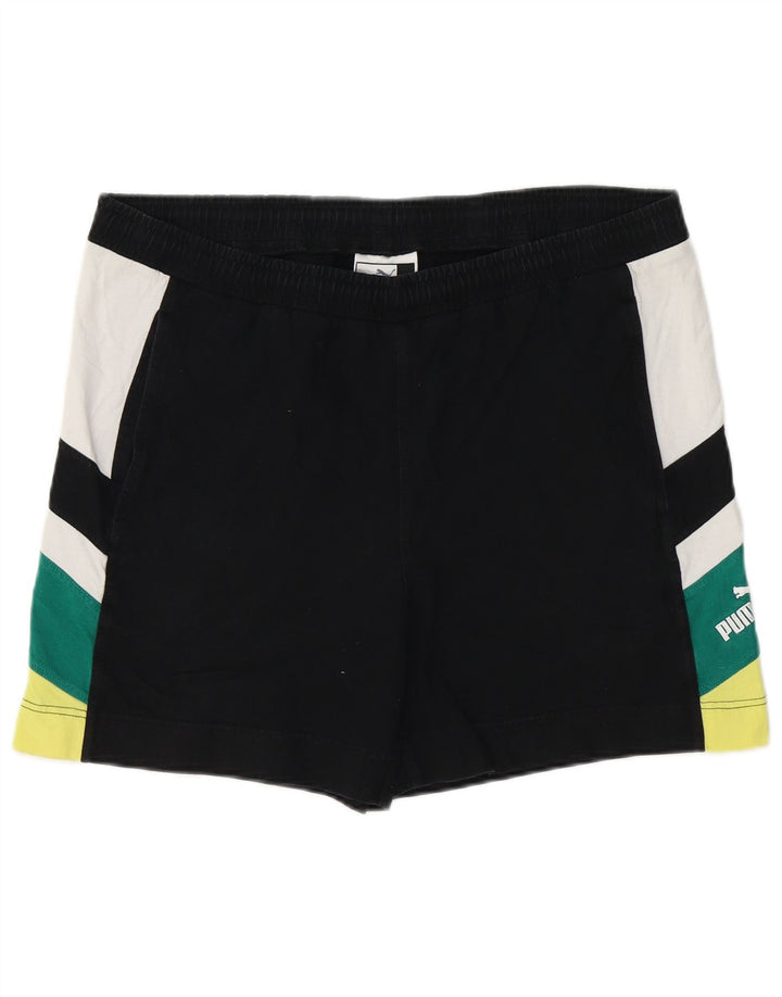 Shorts esportivos masculinos PUMA grande bloco colorido preto