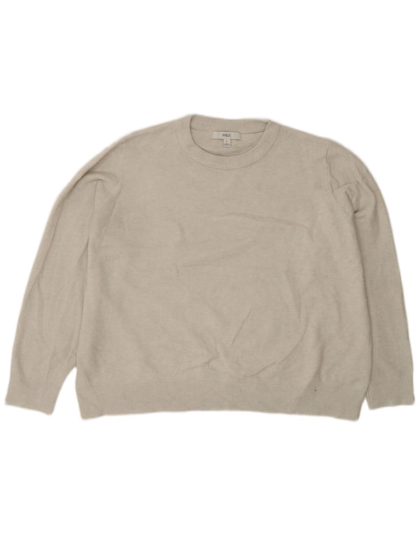 Marks & Spencer Mens Crew Neck Jumper Sweater XL Grey Polyester