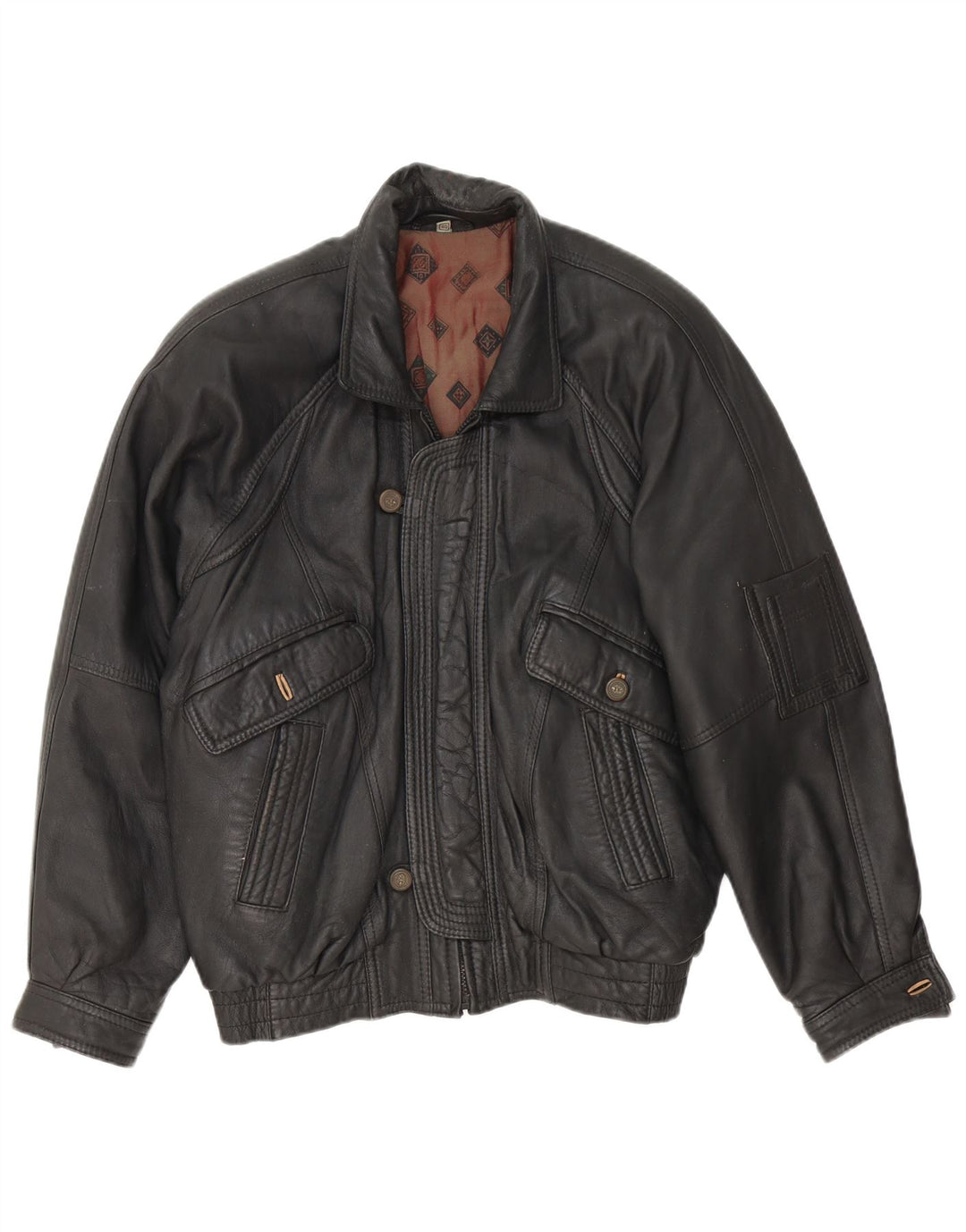 Jaqueta de couro masculina fatiga UK 40 grande preta