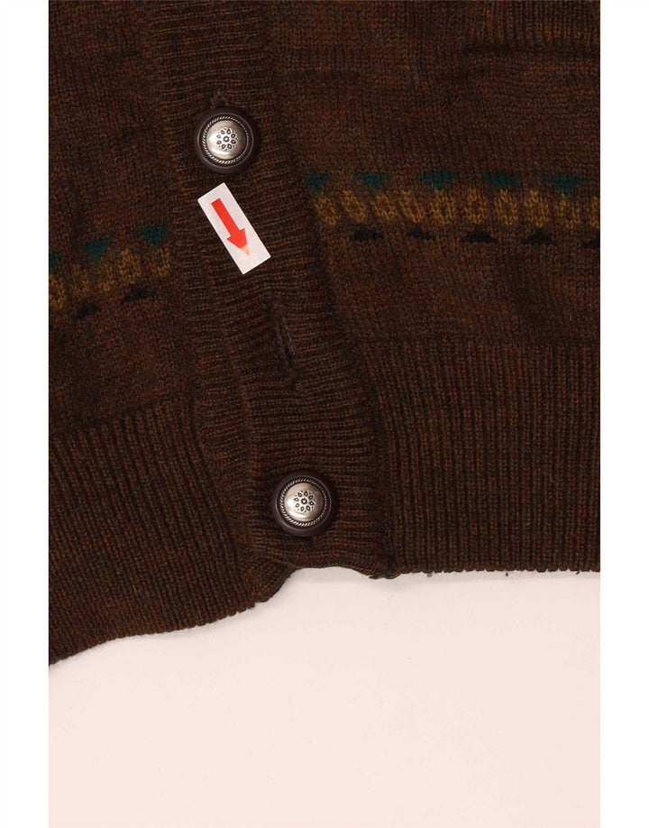 Suéter cardigã masculino vintage IT 50 listrado marrom médio