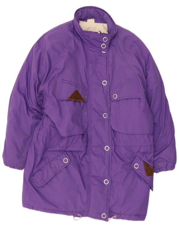 Casaco acolchoado feminino vintage UK 18 XL poliéster roxo