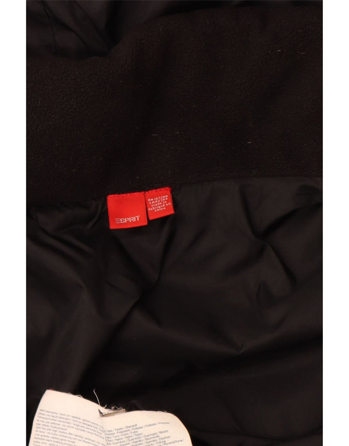 Casaco acolchoado com capuz feminino Esprit UK 12 poliéster preto médio