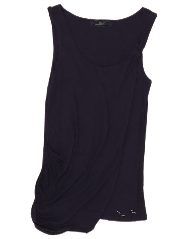 Blusa feminina sem mangas Guess Reino Unido 8 pequena azul marinho