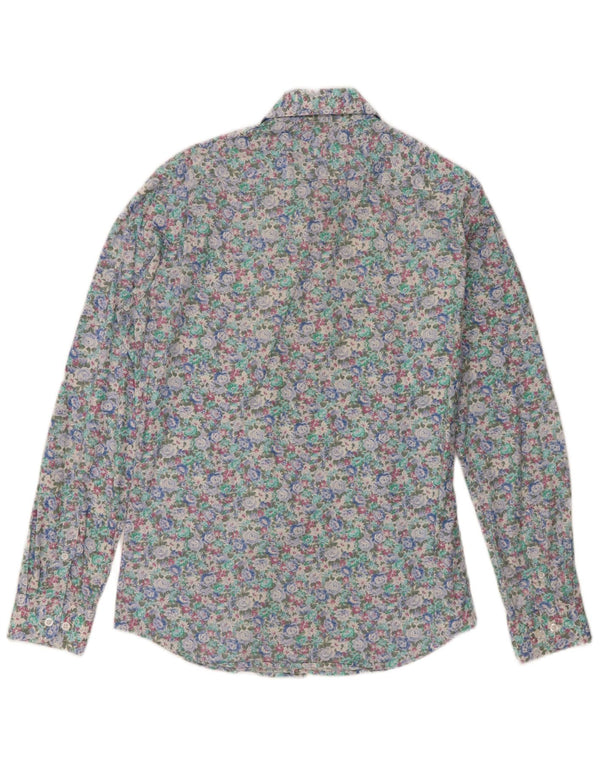 Camisa masculina vintage tamanho 39/40 algodão floral multicolorido médio