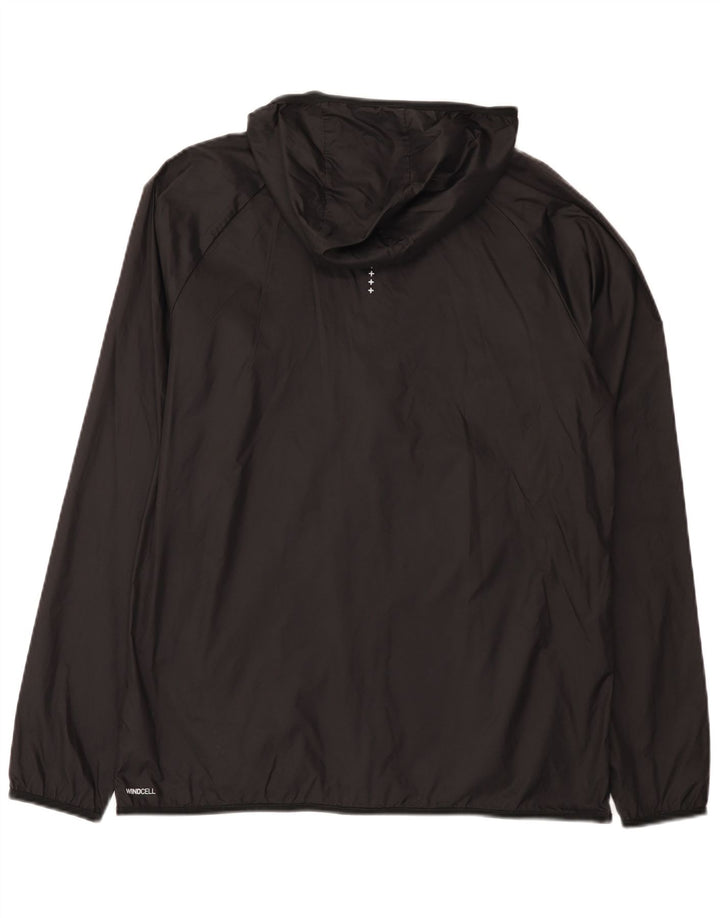 Jaqueta masculina Puma com capuz para corrida, jaqueta média preta de nylon