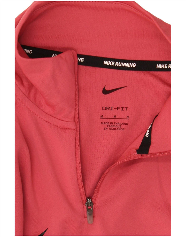 NIKE Womens Dri Fit Graphic Zip Neck Moletom Jumper Reino Unido 14 Médio Rosa