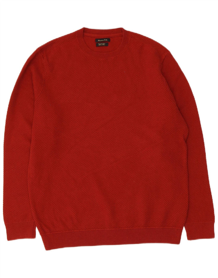 Suéter masculino Massimo Dutti com gola redonda, algodão médio vinho