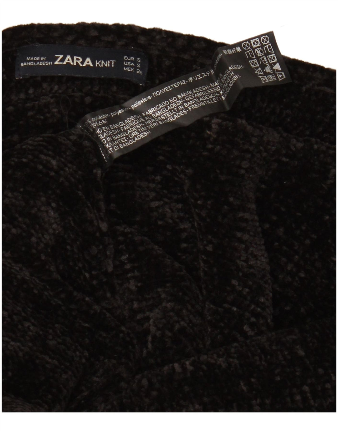 Zara Suéter feminino oversized com gola canoa Reino Unido 10 pequeno poliéster preto