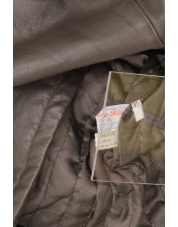 Jaqueta de couro masculina vintage IT 48 cinza médio