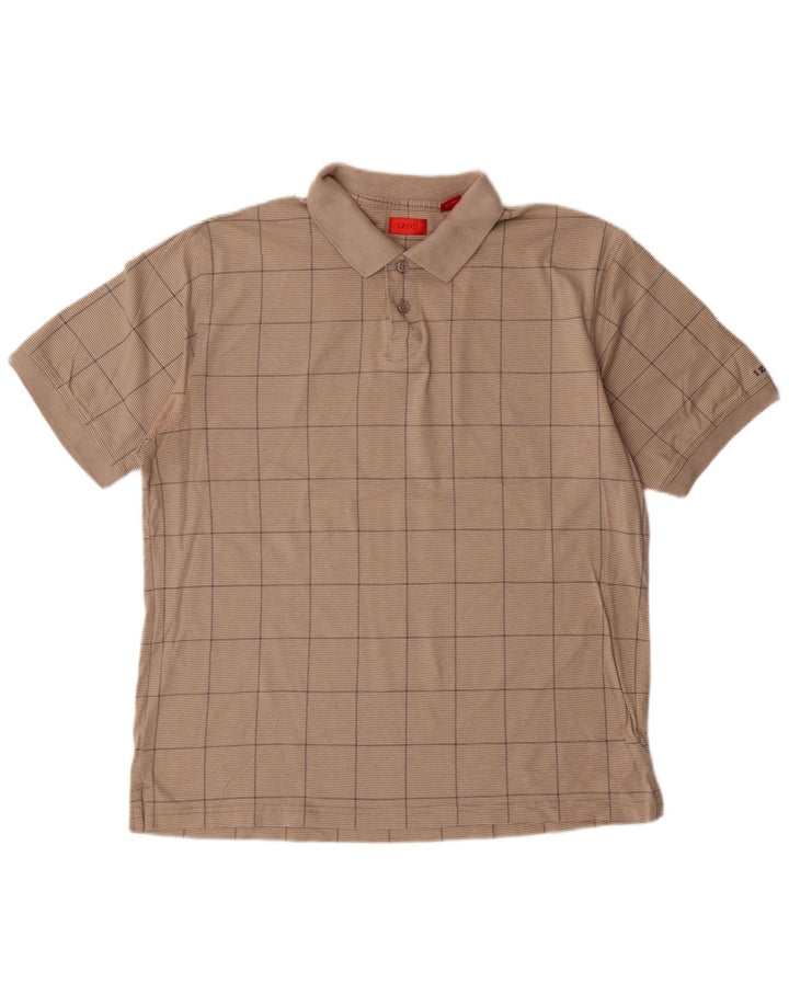 Camisa polo masculina Izod grande algodão geométrico bege