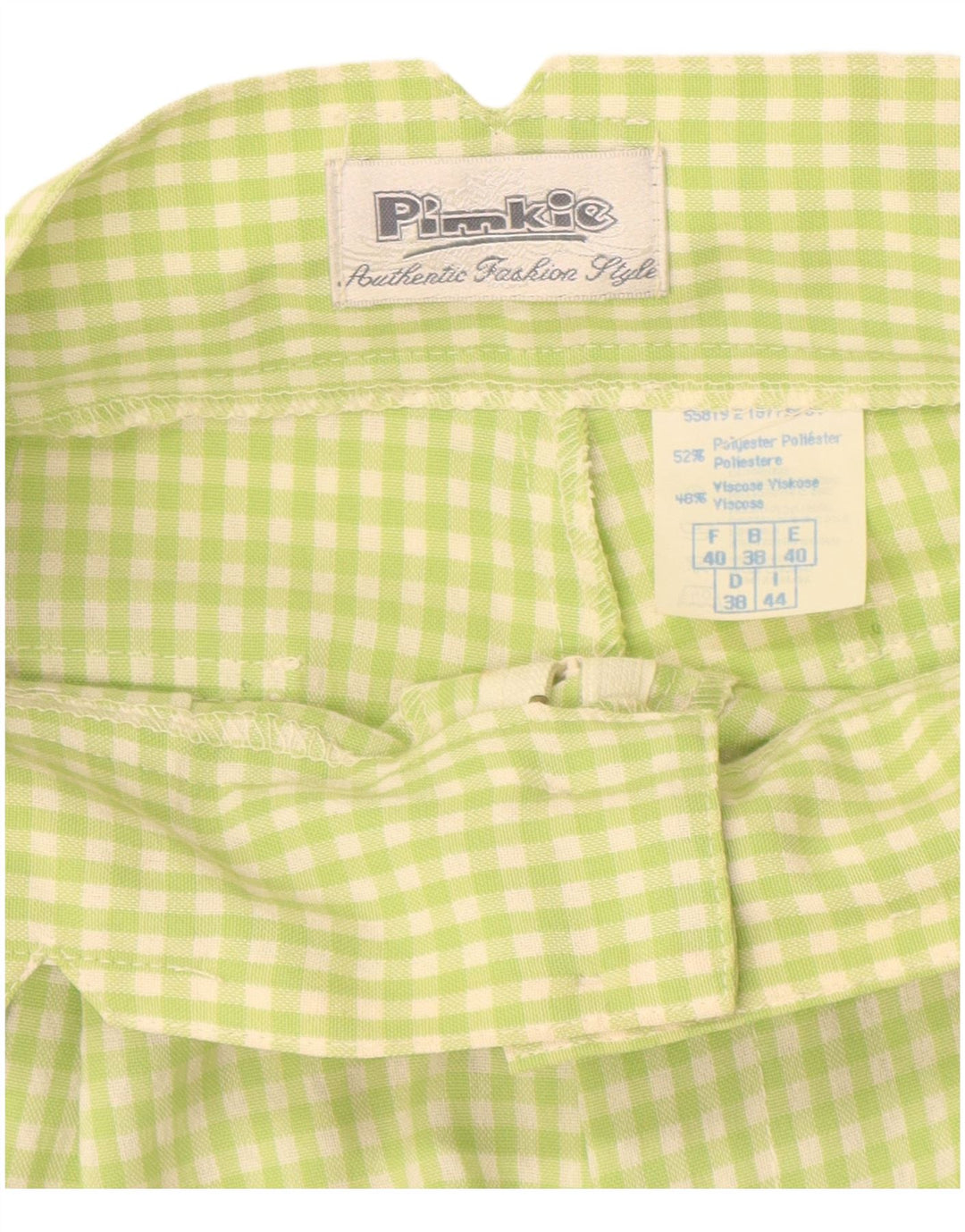 Shorts chino feminino de cintura alta PIMKIE IT 44 médio W26 verde guingão
