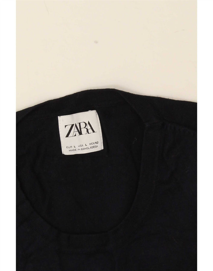Zara Suéter masculino com gola redonda grande preto