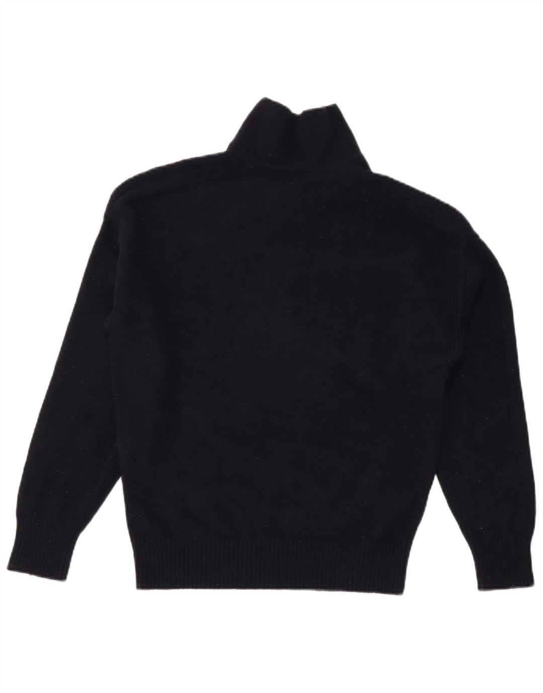 Suéter feminino MASSIMO DUTTI com gola polo Reino Unido 14 lã azul marinho médio