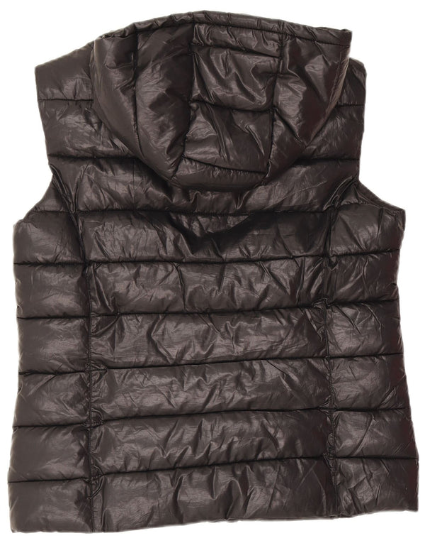 Colete acolchoado com capuz feminino Benetton UK 10 pequeno preto