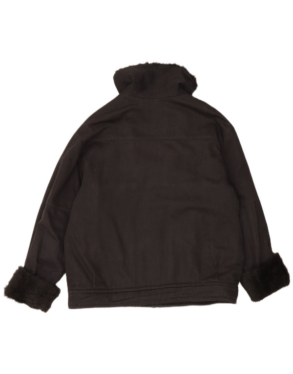 Jaqueta Sherpa Vintage Feminina UK 20 2XL Preta