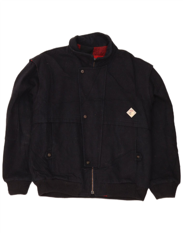 Jaqueta bomber masculina Carrera UK 40 grande lã azul marinho