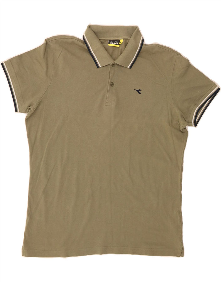 DIADORA Mens Polo Shirt XL Khaki Cotton Vintage Diadora and Second-Hand Diadora from Messina Hembry 