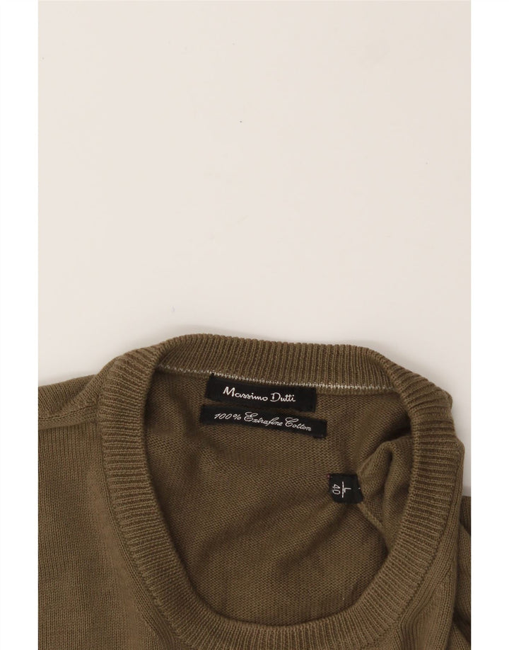 MASSIMO DUTTI Mens Crew Neck Jumper Sweater Large Brown Cotton Vintage Massimo Dutti and Second-Hand Massimo Dutti from Messina Hembry 