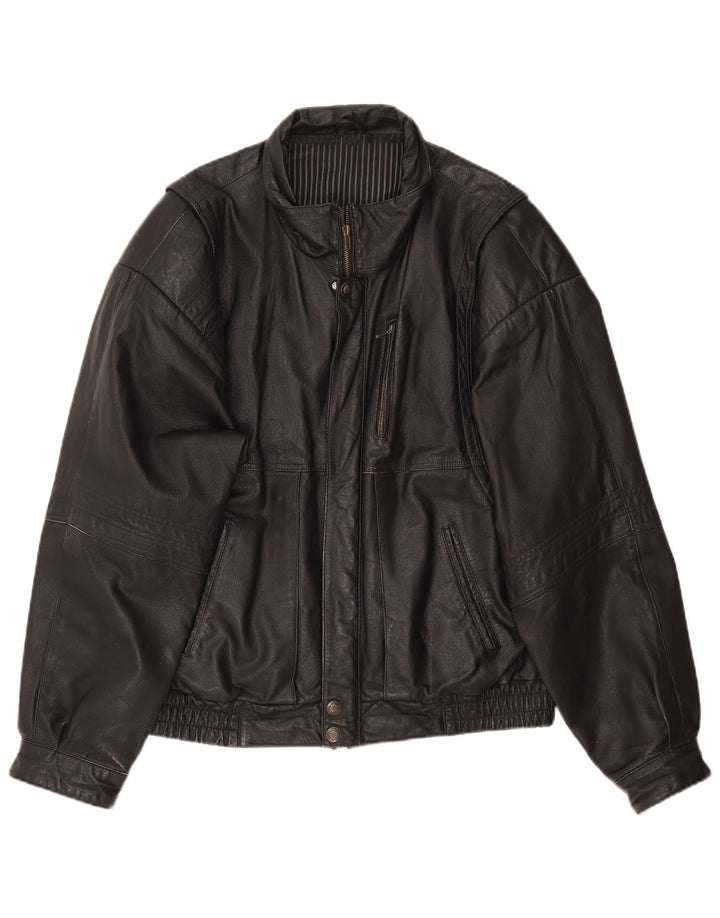 Jaqueta de couro masculina C&A EU 54 2XL couro preto
