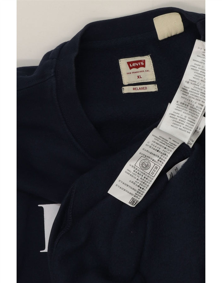 Levi's Masculino Relaxed Graphic Moletom Jumper XL Azul Marinho Algodão
