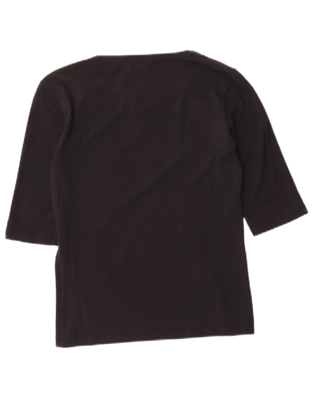 Top feminino Max Mara manga 3/4 UK 8 pequeno preto