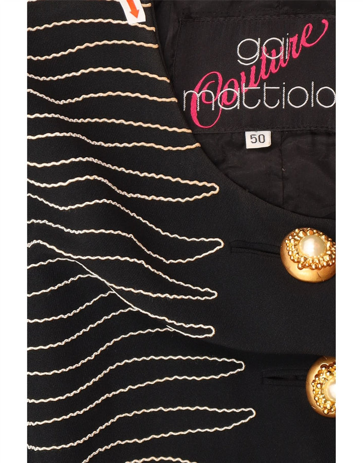 Gai Mattiolo Jaqueta blazer feminina de 6 botões IT 50 XL listrada preta