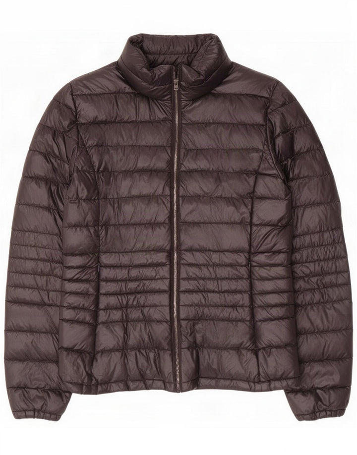 Jaqueta acolchoada feminina Benetton Reino Unido 12 Nylon preto médio