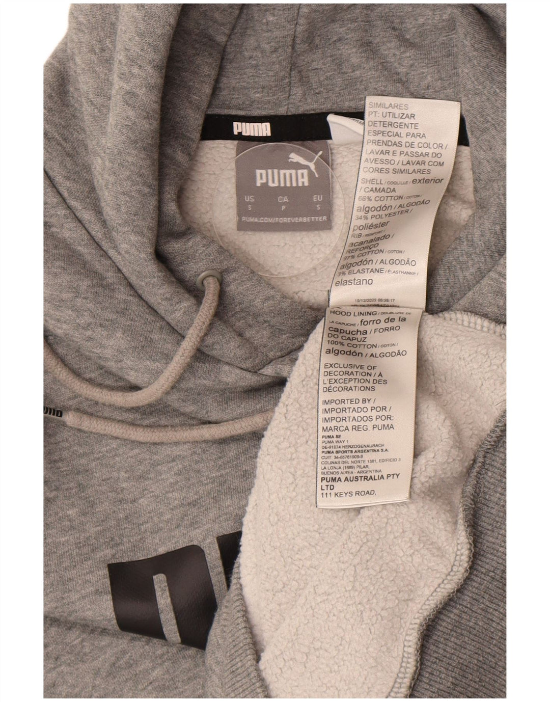 Puma masculino gráfico moletom com capuz pequeno algodão cinza