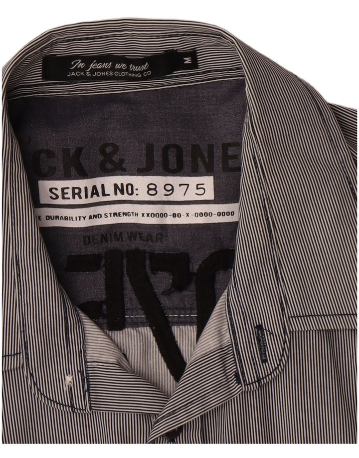 Camisa gráfica masculina Jack & Jones de algodão listrado azul médio